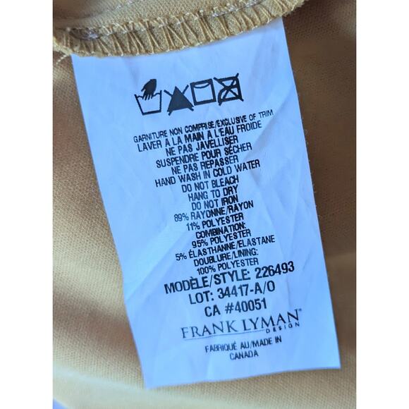 Frank Lyman Shift Dress Size 6 Yellow Sleeveless Tie Pockets Preppy Coastal - Picture 9 of 9